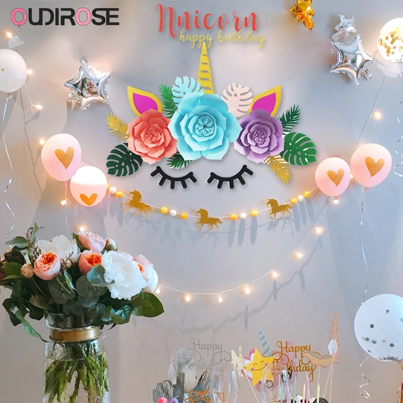 

Unicorn Paper Flower Unicornio Horn Ears Birthday Party Decoration Creative Gifts Leisure Entertainment Unicorn Party Supplies