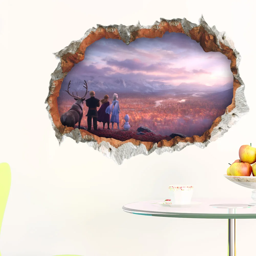 Cartoon Frozen Princess Elsa Anna Wall Stickers Diy Girl Children Room Background Decoration Removable Kids Bedroom Poster Decal