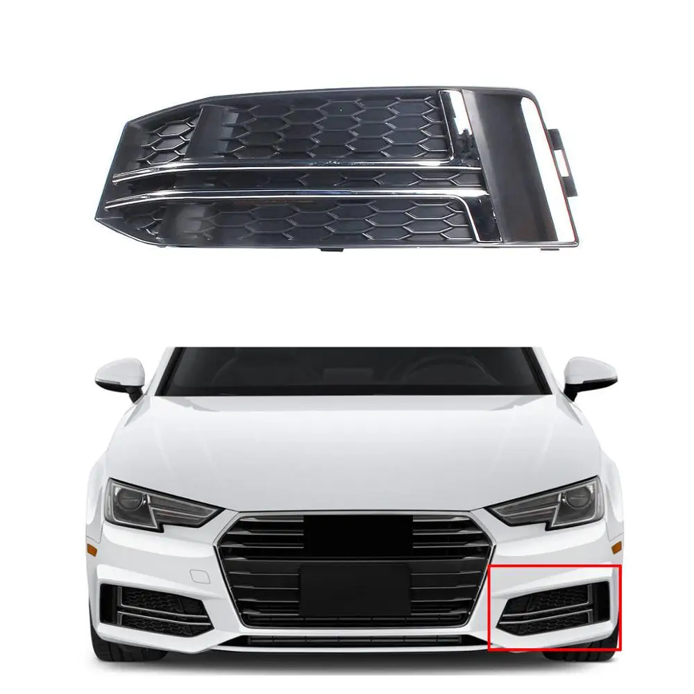 Хромированная Левая Правая противотуманная решетка для AUDI S4 A4 S-Line B9- без отверстия 8W0 807 681 L 8W0 807 682 L/K/H/G/F - Цвет: Темно-зеленый