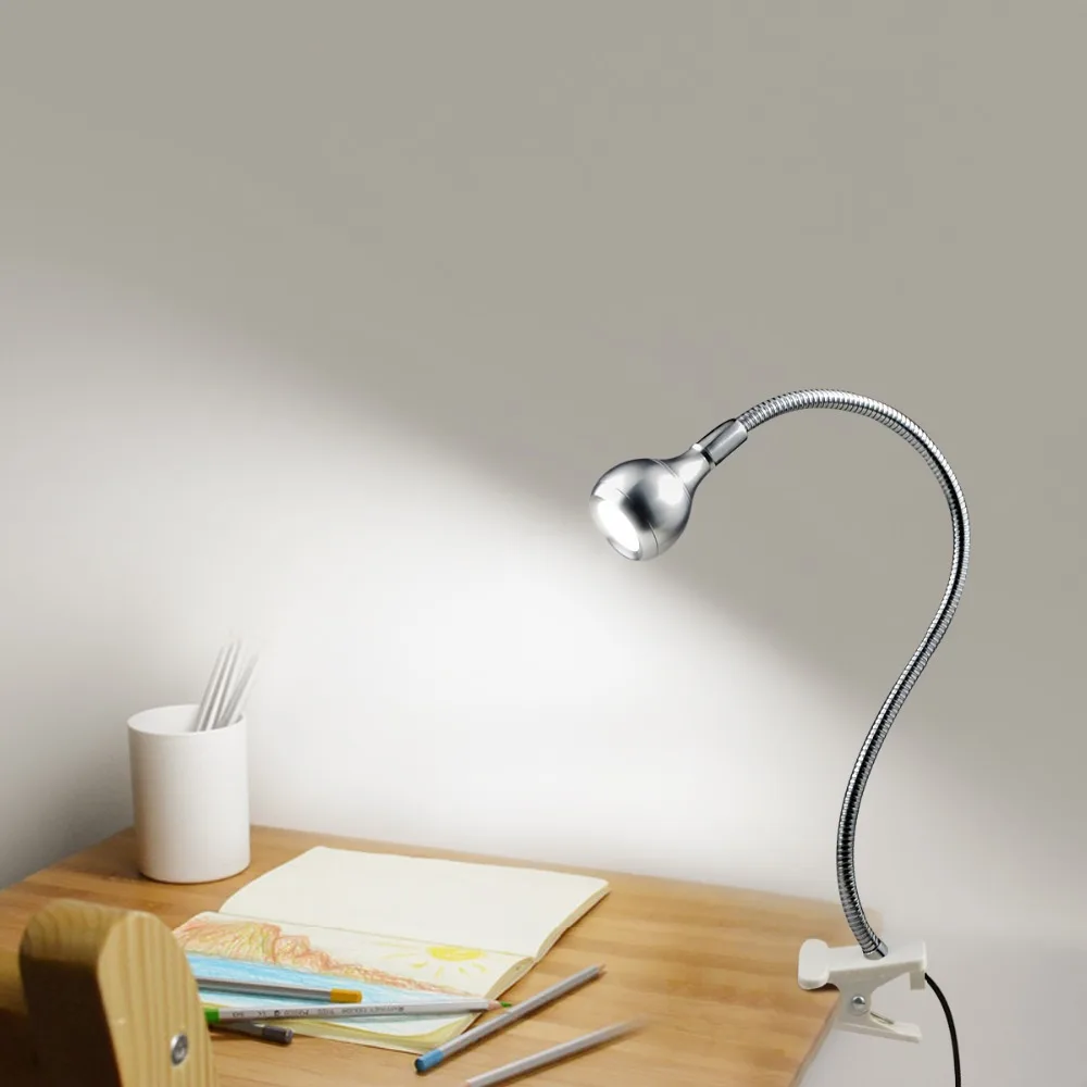 LED Desk Lamp 1W Flexible USB LED Table LampWith Clip Lamparas De Mesa Book Reading Study Lamp LED Light With Button Switch