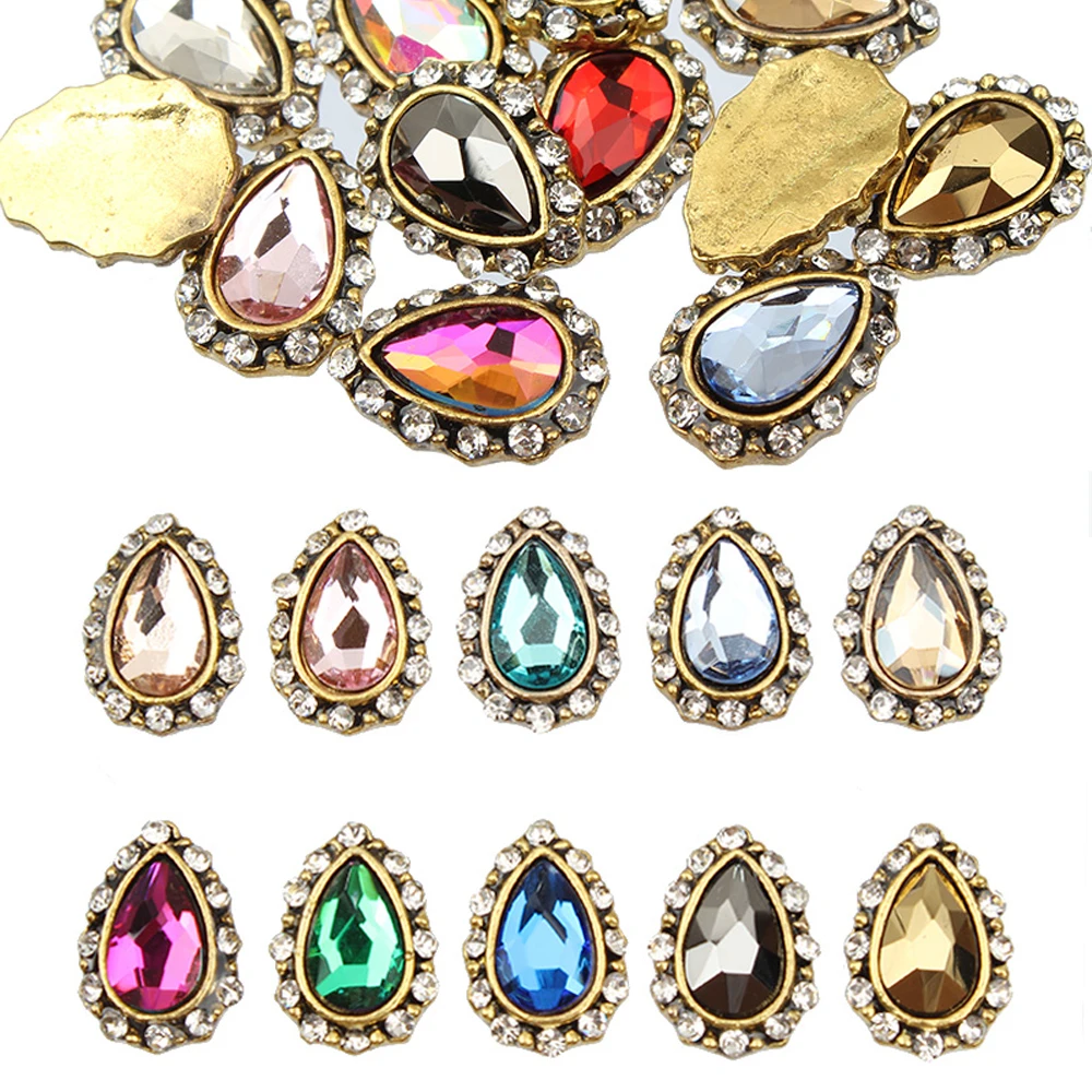 

2019 New 10pcs Crystal Water Drop Nail Rhinestone Alloy Nail Art Decorations Glitter DIY 3D Nail Jewelry Pendant
