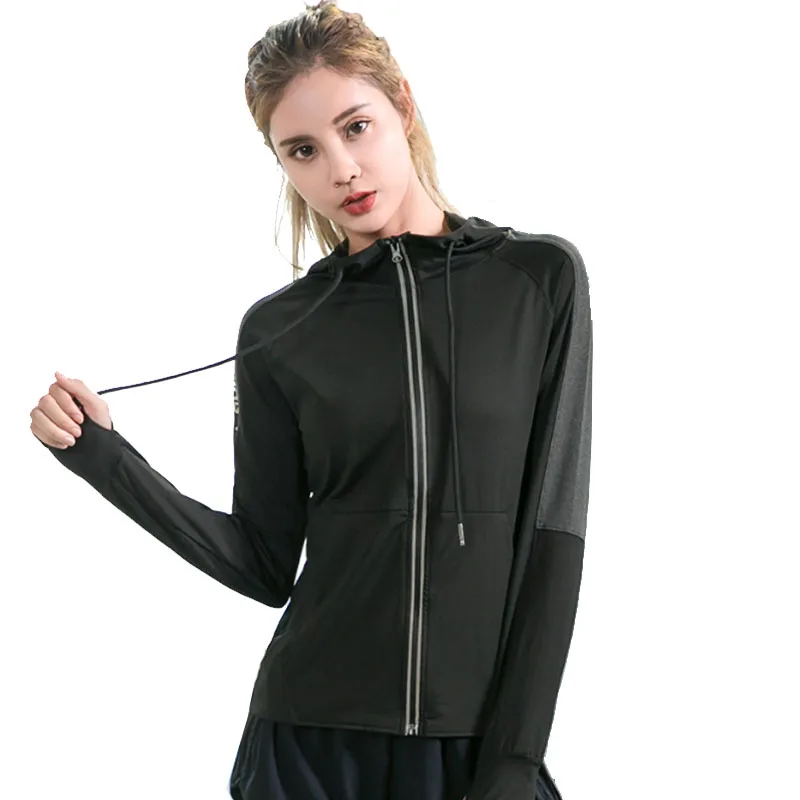 

Spring yoga wear tops female Jacket fitness Mesh stitching quick-drying running stand collar zipper T-shirt letters