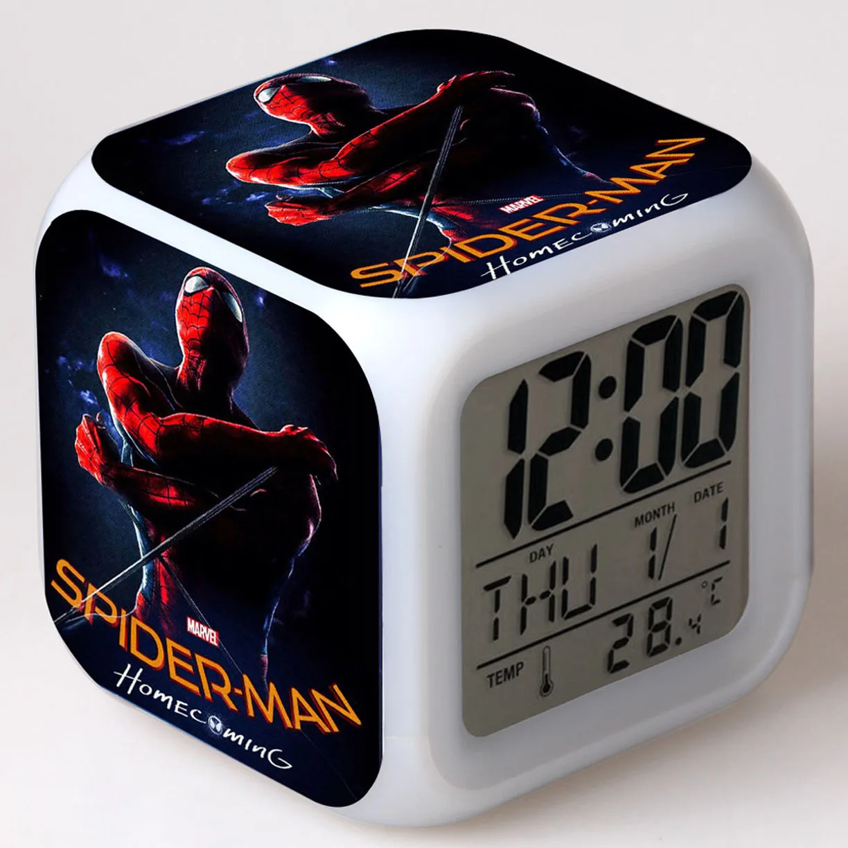 Детский будильник с изображением Человека-паука, светодиодный цифровой будильник, светодиодный светильник с изображением Человека-паука - Цвет: 16