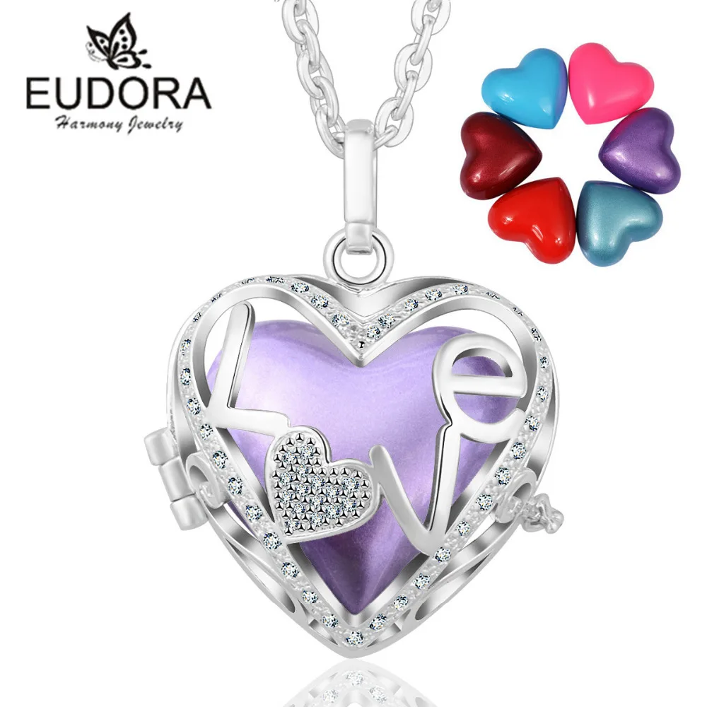

Harmony Bola Heart Pregnancy Locket Cage Pendant Necklace Angel Caller Colorful Love Chime Ball for Pregnant Women