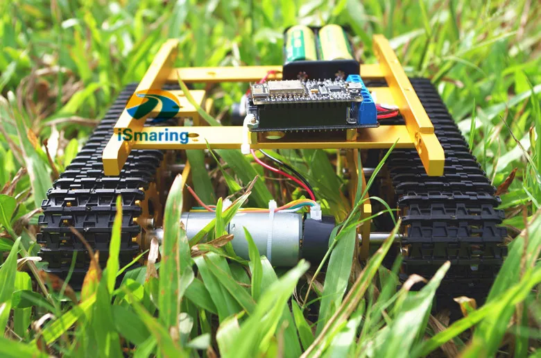 

Official iSmaring Wireless WiFi T100 Metal Tank Car Chassis with ESP8266 NodeMCU Controller Kit by Android/iOS App Diy Tracked C