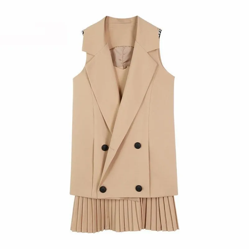 

Summer Women V Neck Solid Casual Mini Dress Vest Suit Plus Size Two Piece Set Outfits Formal Female Sleeveless Dress