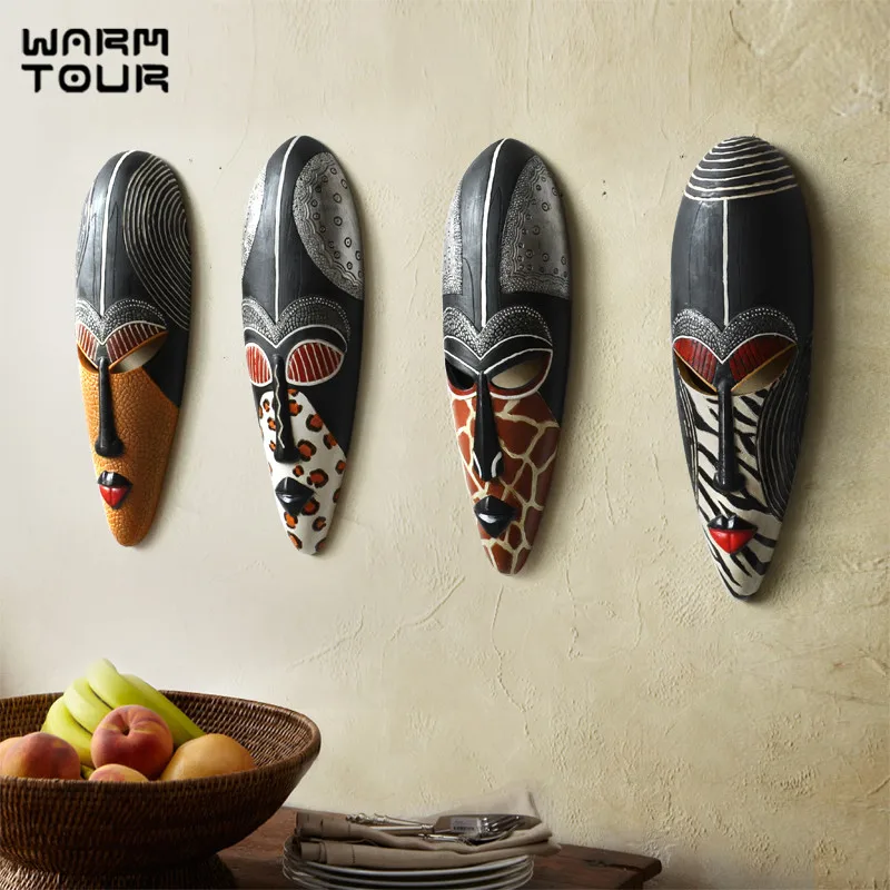 

WARM TOUR Hot Retro Resin Exotic African Masks Portraits Hanging Wall Mural Wall Hanging Ornaments Home Accessories Best Gift
