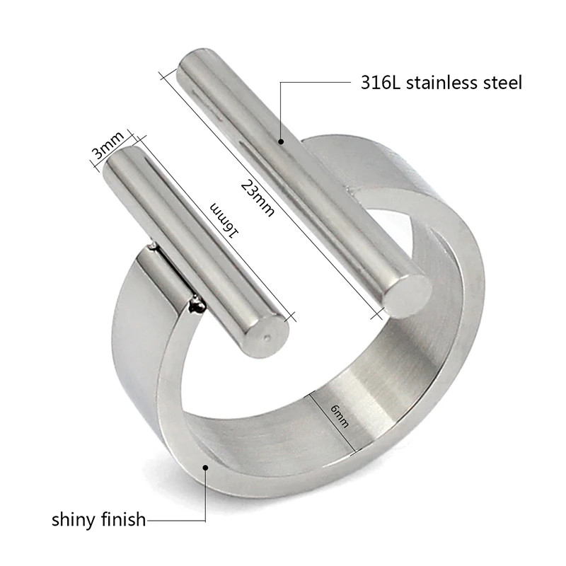 Open Finger Rings for Women Luxury Silver Color Irregular Jewelry Fashion Stainless Steel New Arrival