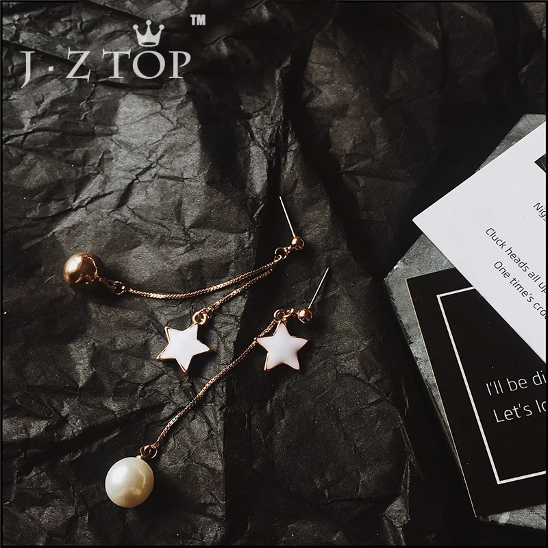 Серьги JZTOP с кисточками пятиконечная звезда искусственный жемчуг подвеска