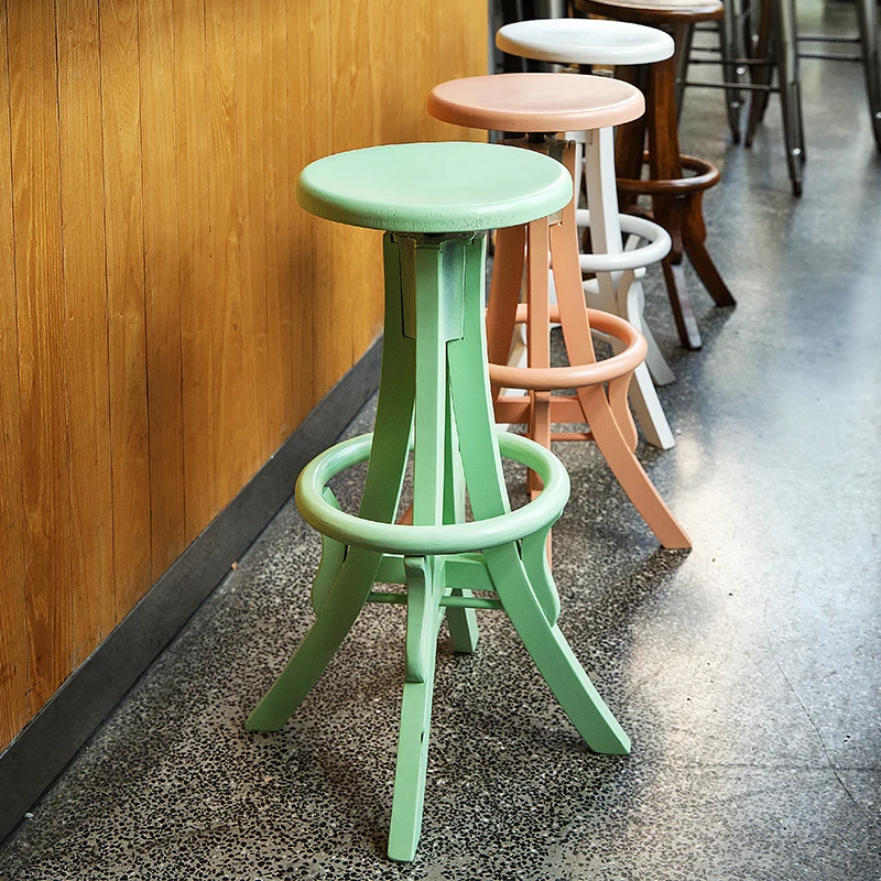 

KARTOLL wood bar chair rotating chair American Bar Stool stool simple wood lift bar stool
