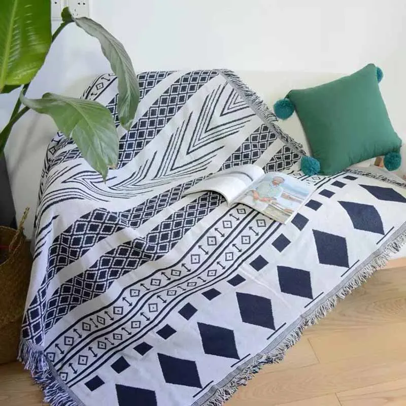 

Nordic Cotton Bohemian Knitted Throw Thread Blanket on the Bed Sofa Plaid Soft Towel Bed Plaid Tapestry 130x180cm
