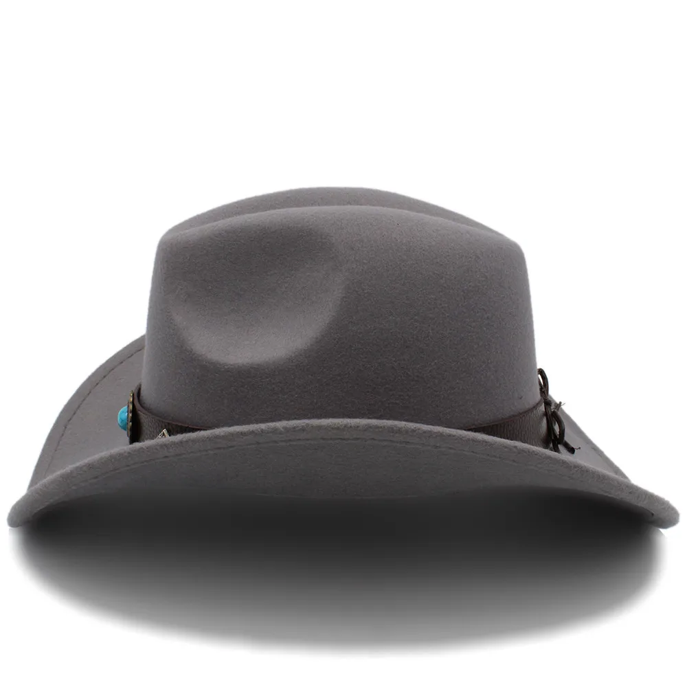 Шерсть западная ковбойская шляпа для Для мужчин зима-осень Джаз Конный сомбреро Hombre стимпанк Fedora Кепки Размеры 56-58cme