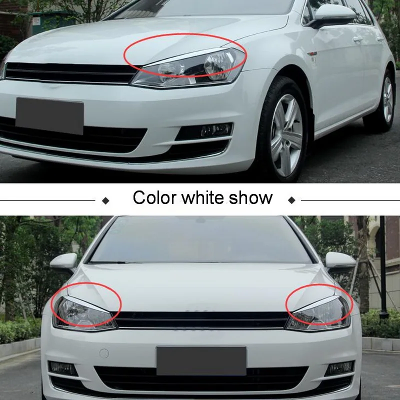 Tonlinker, чехол, наклейка для VW NEW GOLF MK7, автомобильный Стайлинг, 2 шт., АБС ХРОМ, передняя фара, бровь, яркая наклейка, аксессуары