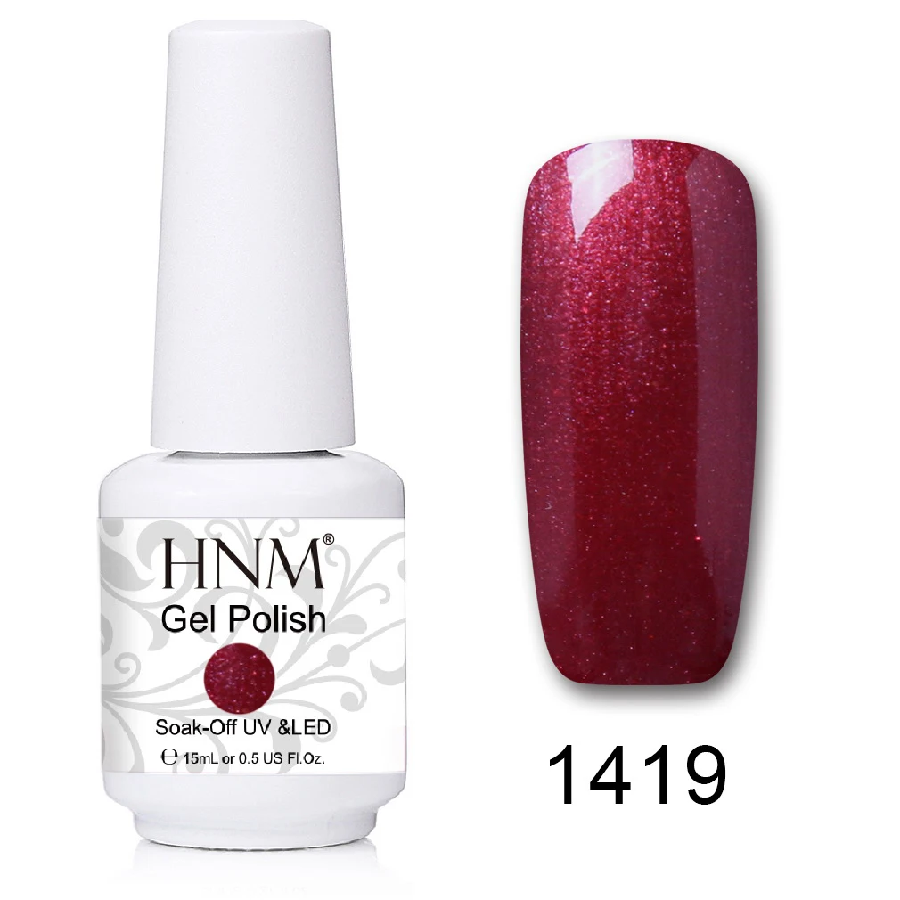 1419 HNM 241 Colors 15ml Pure Glitter UV Gel Nail Polish Soak Off Primer LED Lamp GelLak Hybrid Varnish For Nails Art Enamel Lacquer - Цвет: 1419