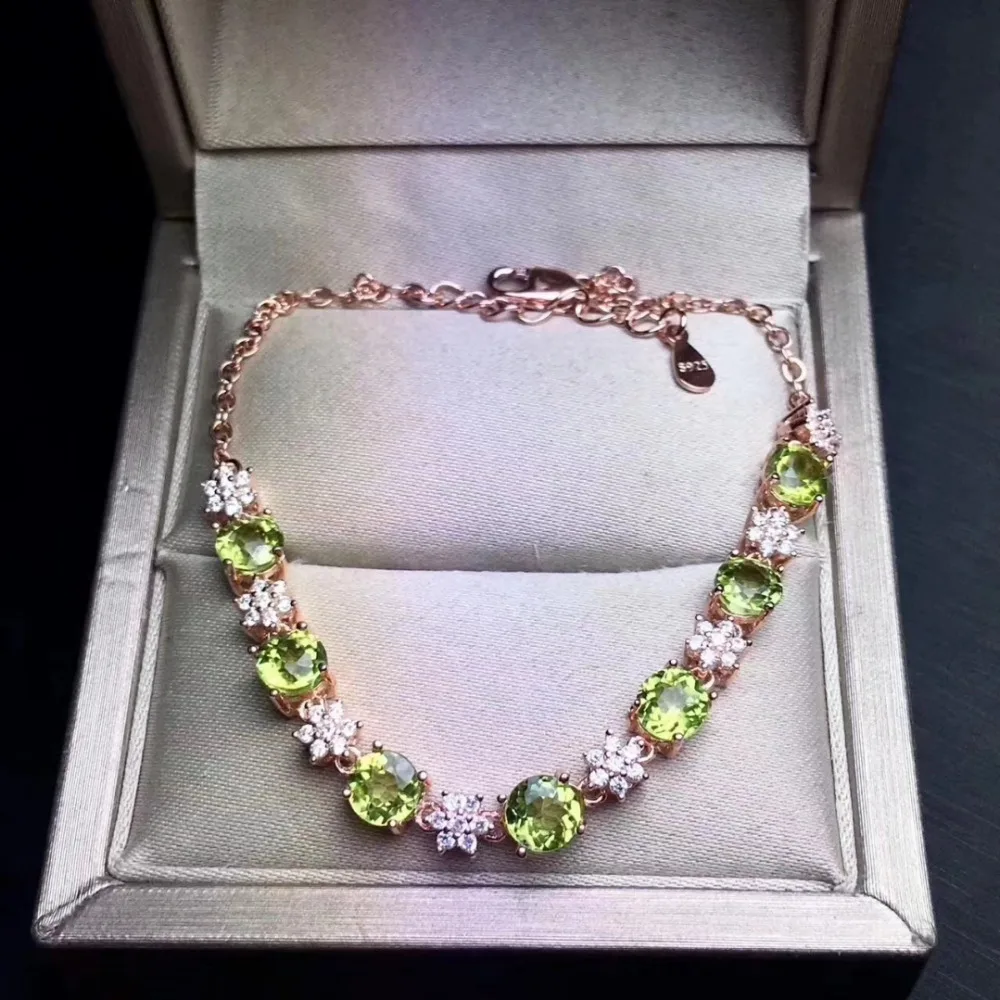 

Natural green peridot gem Bracelet Natural olivine Elegant cute star Bracelet 925 silver bracelet women party gift Jewelery