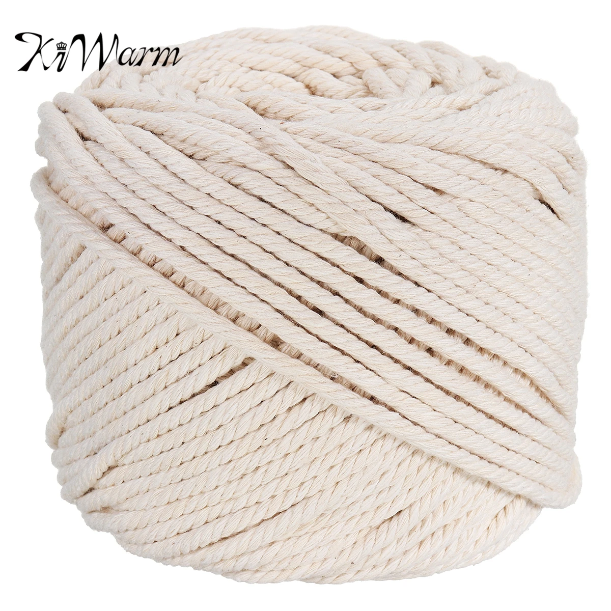 

KiWarm Durable 4mmx100m Natural Beige White Macrame Cotton Twisted Cord Rope DIY Home Textile Accessories Craft