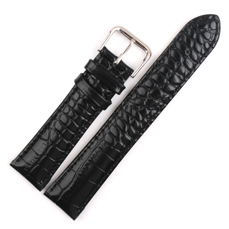 New Genuine Leather Black Watchband Mens women waterproof watch band