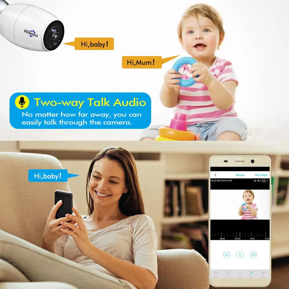 Камера видеонаблюдения Hiseeu Wi Fi IP с аккумулятором 1080P Full HD|Камеры видеонаблюдения|