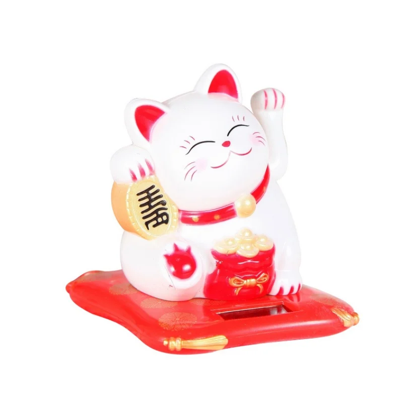 Маленькая рука развевающаяся Lucky Cat на солнечных батареях креативная текстура автомобиля украшения Фортуны ремесла фигурки миниатюры богатство развевающаяся - Color: As the picture show