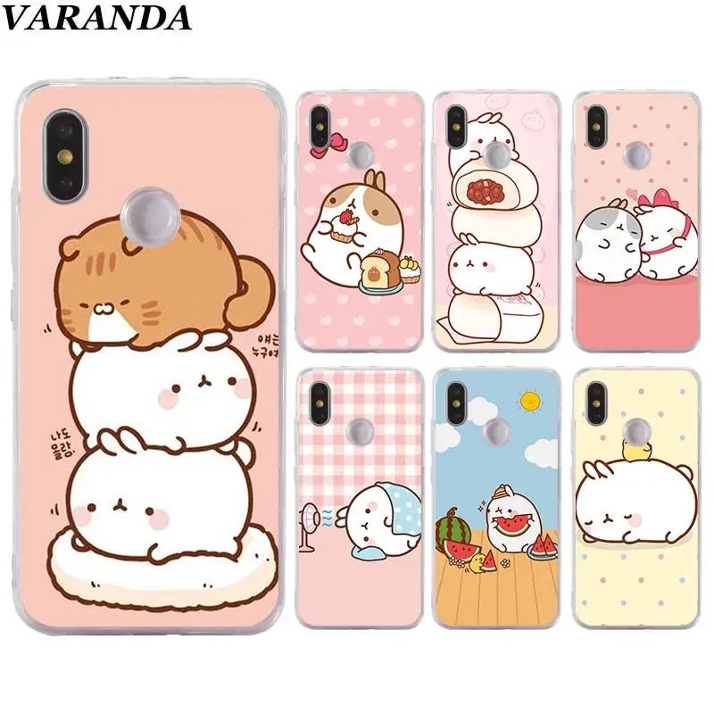 

Molang rabbits Cutest Kawaii Silicone case for Xiaomi Mi 9 8 A2 Lite Play Mix3 Redmi 6 6A Note 6Pro 7 Pro TPU Soft Phone case