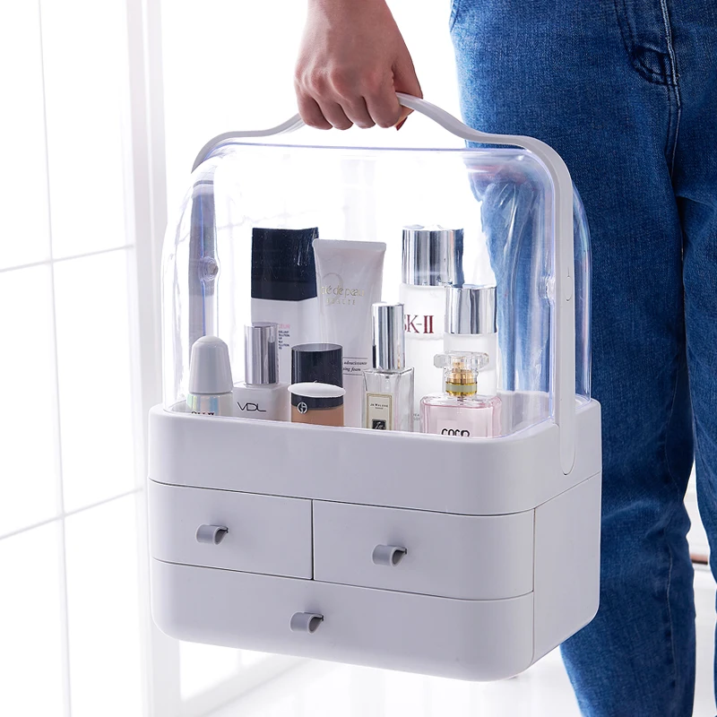 

Drawer Type Cosmetics Storage Box With Cover Dust-Proof Skin Care Products Rack Dressing Table Desktop Finishing Box