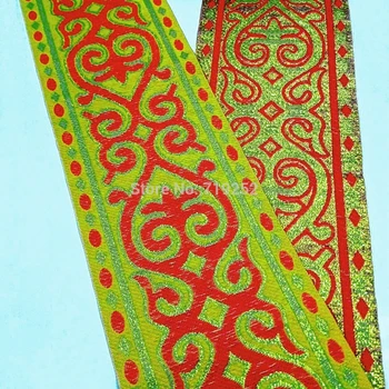 

10cm 4'' Stage Clothes Costume Laciness Curtain National Jacquard Ribbon Garment Woven Webbing Orange Blink Ethnic Tutem Trim
