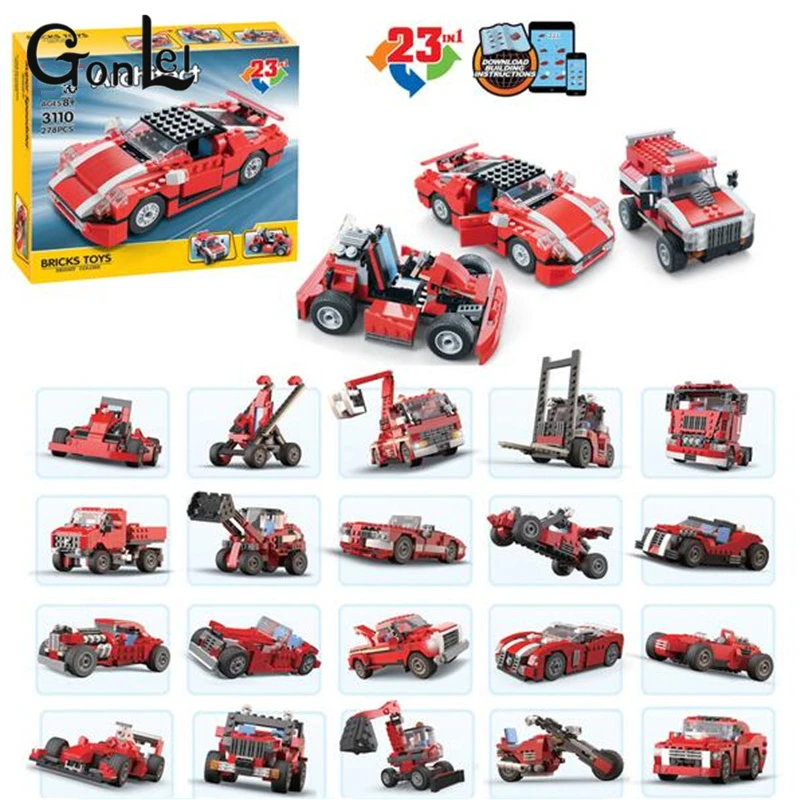 

GonLeI New Decool 3110 278Pcs Architect Vehicles Model Building Kits 23 Cars Styling Forklift Blocks Bricks Eductional Baby Toys