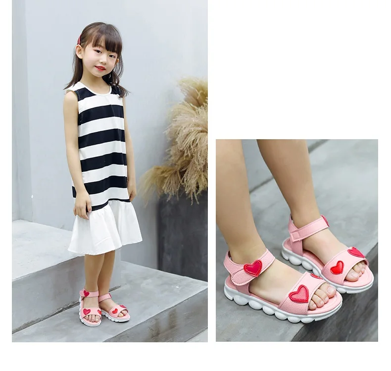 Новые повседневные Летние сандалии; нескользящая обувь с мягкой подошвой для девочек; Корейская версия пляжной обуви «wild baby love»