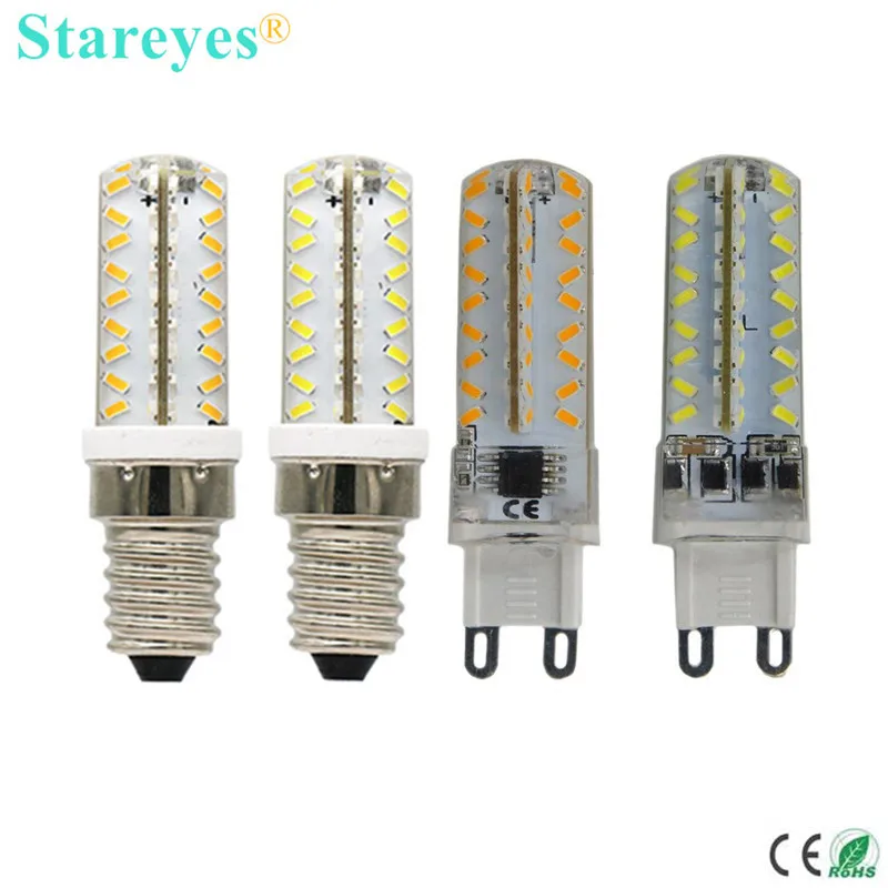 1 шт. силиконовая приглушаемая светодиодная лампа G9 E14 SMD3014 72