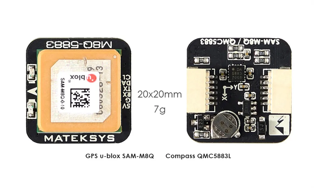 

Matek Systems M8Q-5883 Ublox SAM-M8Q GPS & QMC5883L Compass Module for RC Drone FPV Racing