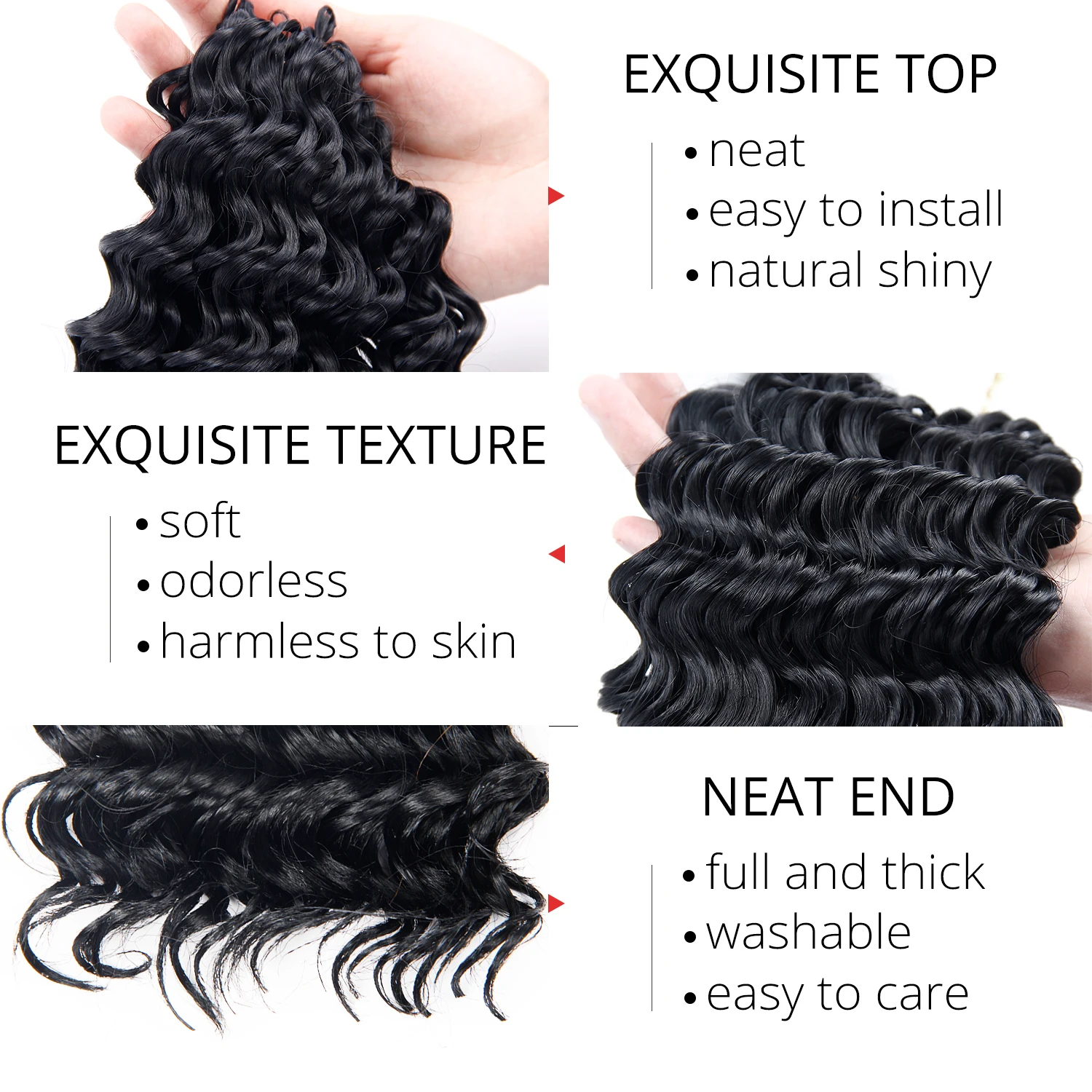 Ombre Braiding Hair Synthetic Extensions 3pieces/pack 10'' Freetress Deep Wave Crochet Hair Braid