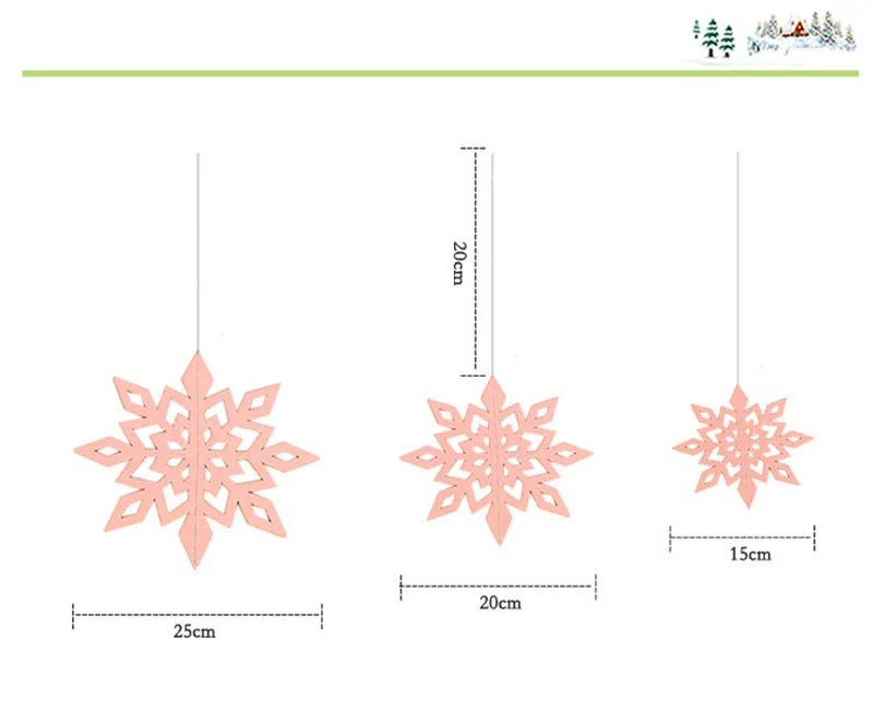6 шт./компл. Новогоднее украшение Картон 3D полые Снежинки Висячие украшения Рождественские украшения для дома вечерние 5 цветов