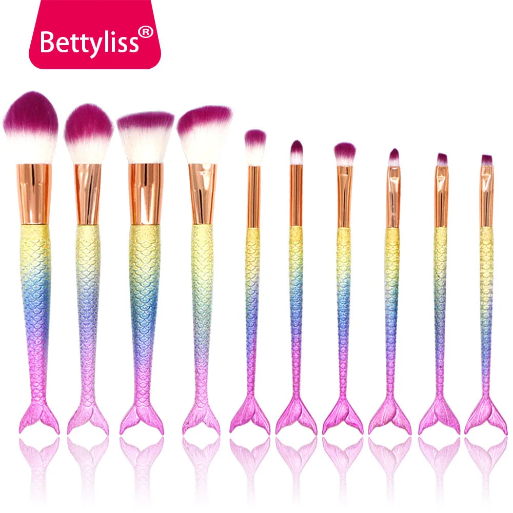 

Bettyliss Official Makeup Brushes Mermaid Set Foundation Blending Powder Eyeshadow Contour Concealer Blush Cosmetic Beauty Tools