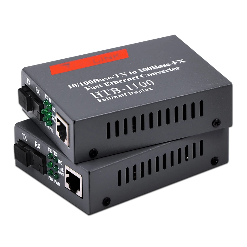 1 pair HTB 1100AB 2KM 10/100M Fiber Optic Media Converter Multimode