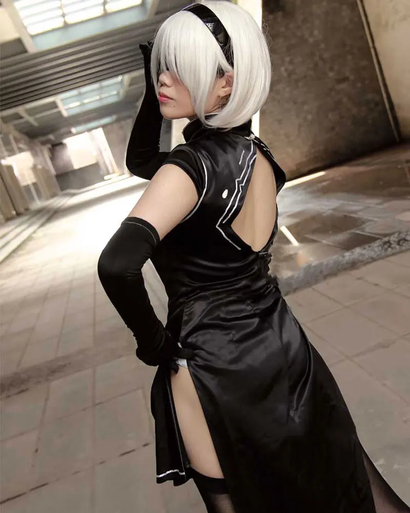 Новая игра Косплэй НИР: автоматы YoRHa 2B № 2 Тип B Cheongsam Сексуальная Униформа Женские туфли черного цвета Косплэй костюм адаптируемые под требования заказчика