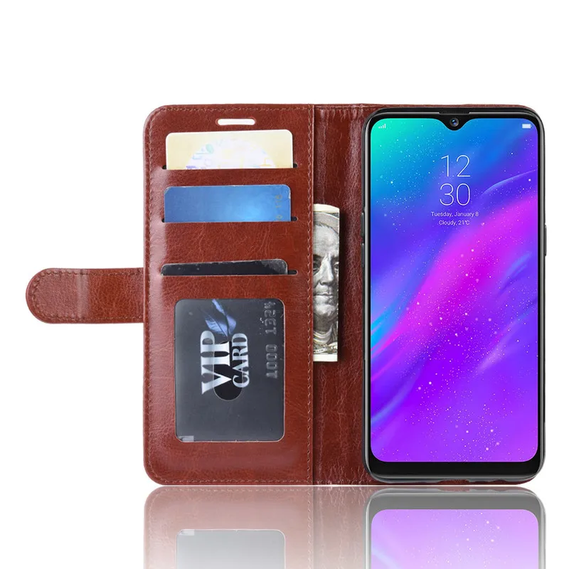 Винтажный кожаный флип чехол для OPPO Realme 3 / 3i Pro бумажник книжка подставка фото