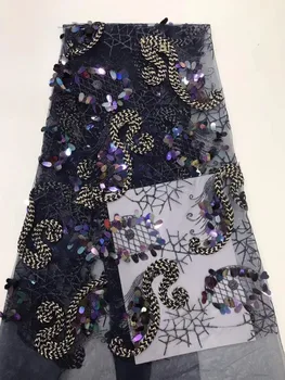 

High Quality Nigerian French Tulle Lace Party Dress 2019 Latest Sequins Lace Fabric African Lace Fabric with Sequins