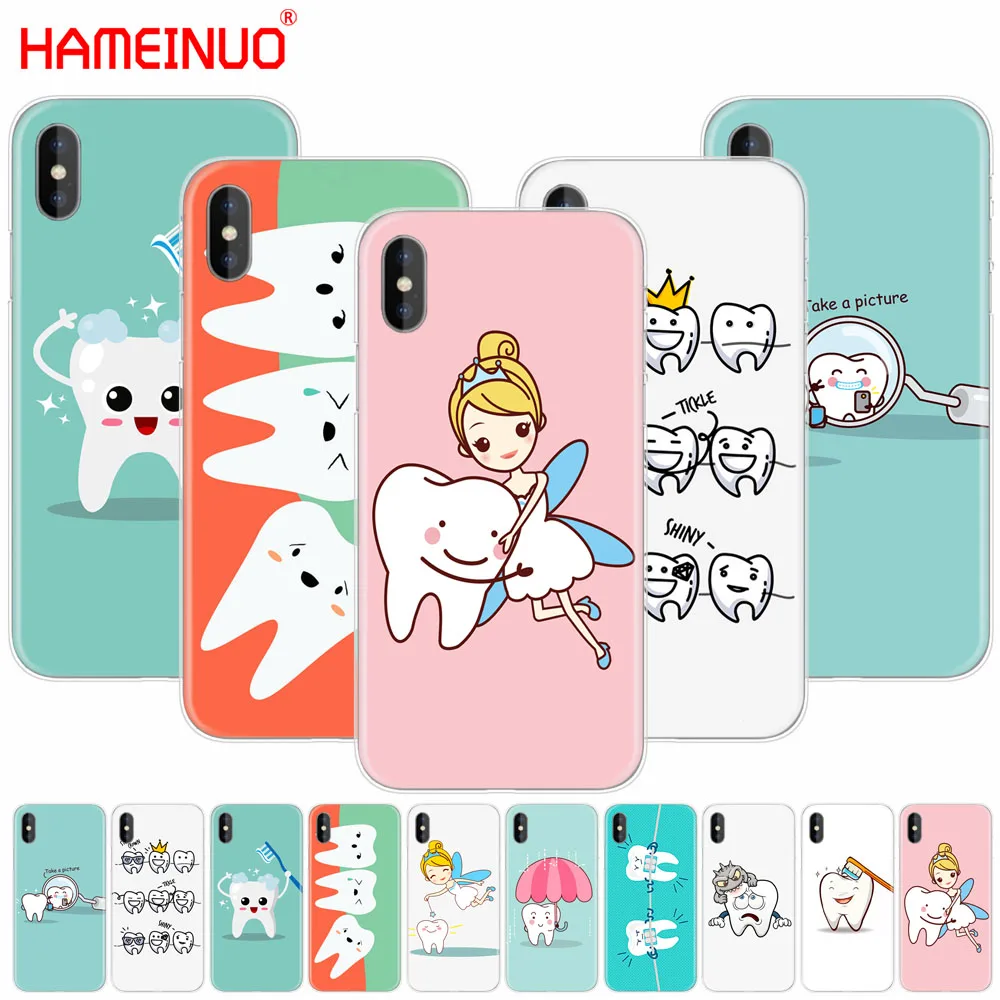

HAMEINUO Dentist Dental Crowned Tooth cell phone Cover case for iphone X 8 7 6 4 4s 5 5s SE 5c 6s plus