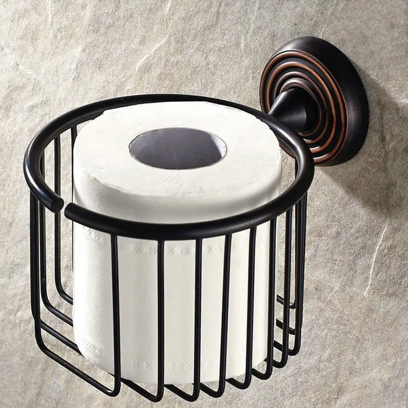 Ванная комната аксессуар черный масло втирают Бронзовый настенный туалет бумага Roll Корзина держатель aba071
