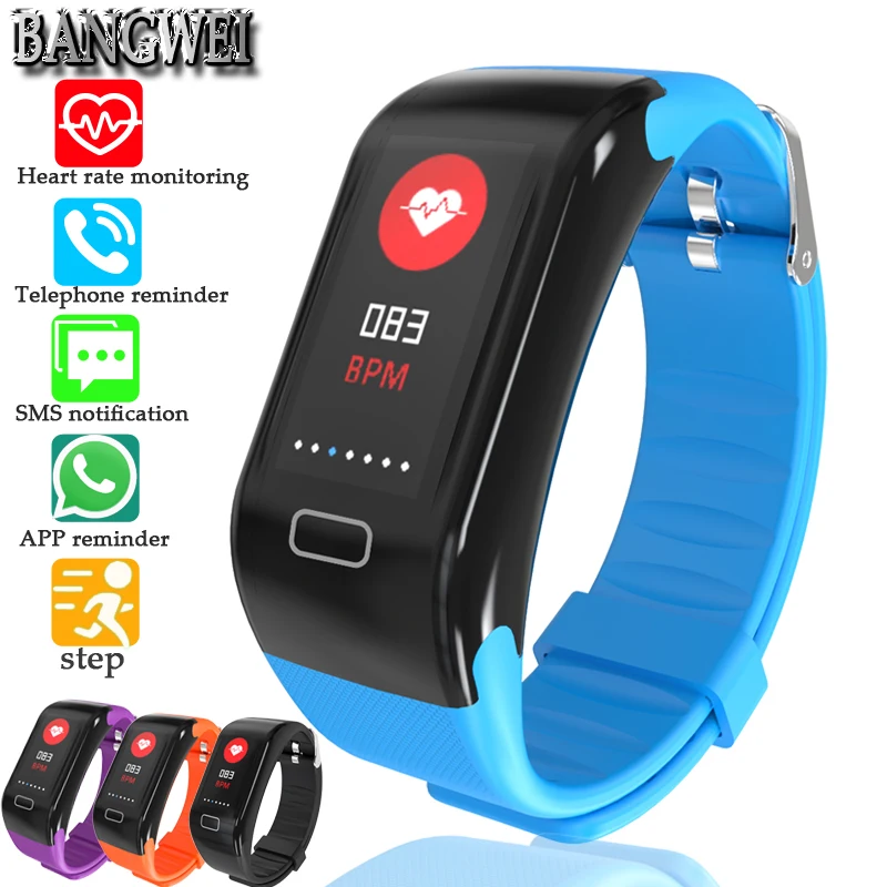 

BANGWEI Smart Watch Color Screen Blood pressure Heart Rate Monitor Health Fitness Tracker sport intelligent Watch Call Reminder