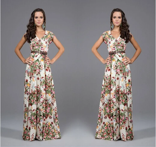 vestido longo floral casual