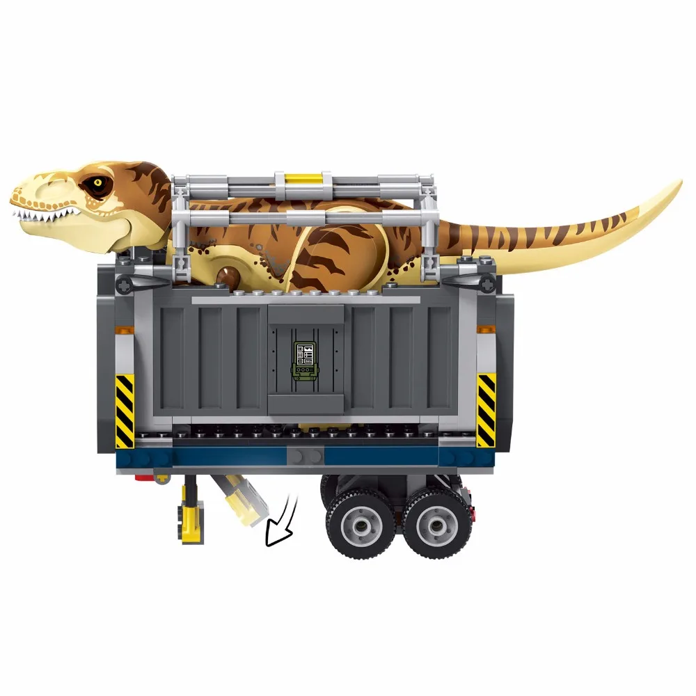  Jurassic World dinosaur transport cart model  Indominus Rex Figures building blocks  educational toys for children gifts