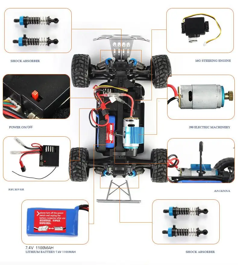 Ewellsold Wltoys A969 Vortex 1/18 2,4G 4WD Электрический Радиоуправляемый автомобиль короткий ход грузовик RTR