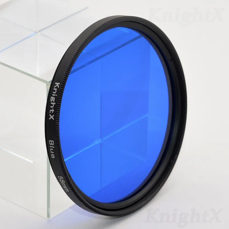 KnightX 24 цветной фильтр для фотоаппарата Nikon canon foto filtre photo pro 24-70 мм аксессуары для камеры densidad neutra 49 мм 52 мм 55 58 мм 67 мм - Цвет: Blue