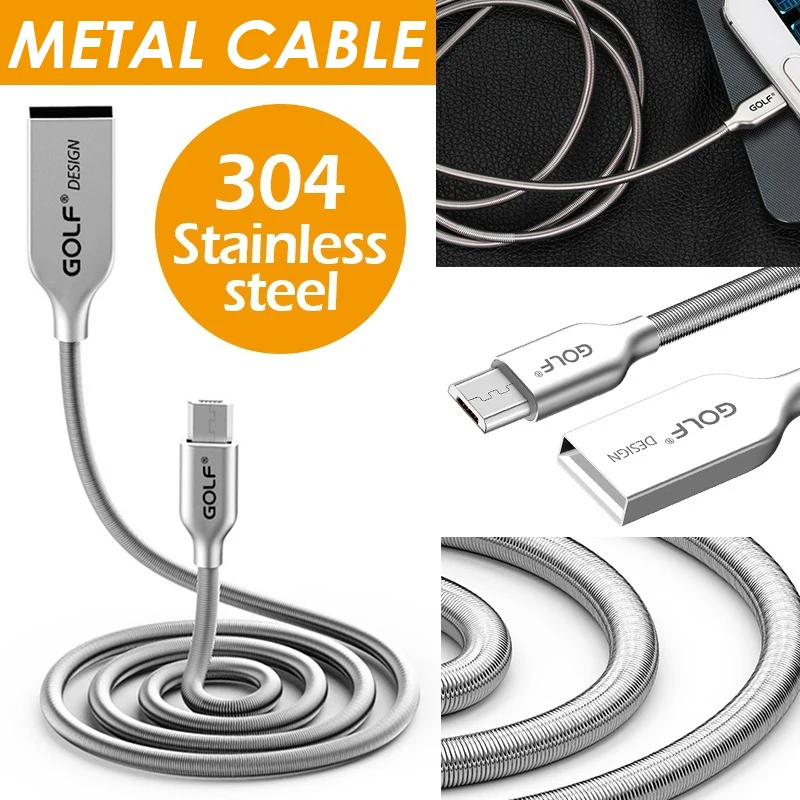 Golf Micro USB Cable Metal Fast Charging Wire Type C Phone