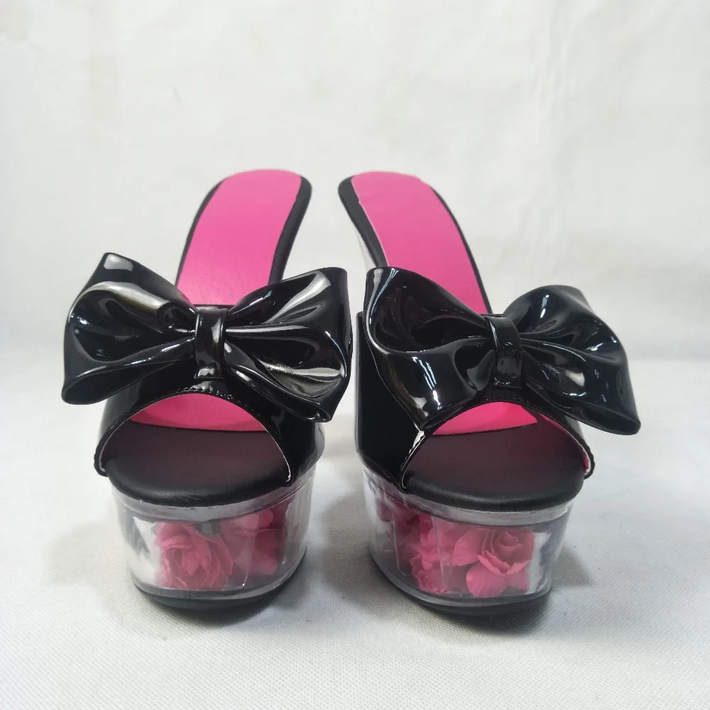 6 Inch High-Heeled Shoes Sexy Crystal Slippers Flowers Women Slides 15cm Exotic Dancer Platforms Stiletto Shoes