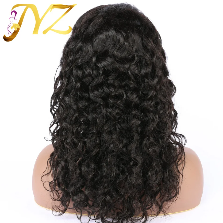 Вьющиеся перуанский полный шнурок человеческих волос парики для черный Для женщин парик из натуральных волос с ребенком волос естественной линии роста волос Полное завершение полной парики, кружева