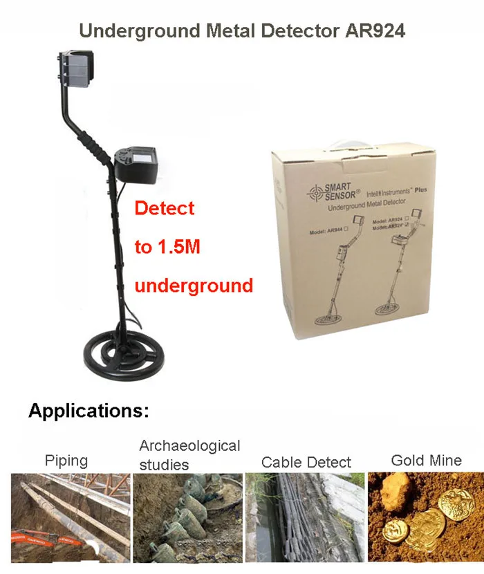 AR924 Professional Metal Detector Underground Gold Silver Digger Finder Treasure Hunter With Rechargeable Battery Coin Search