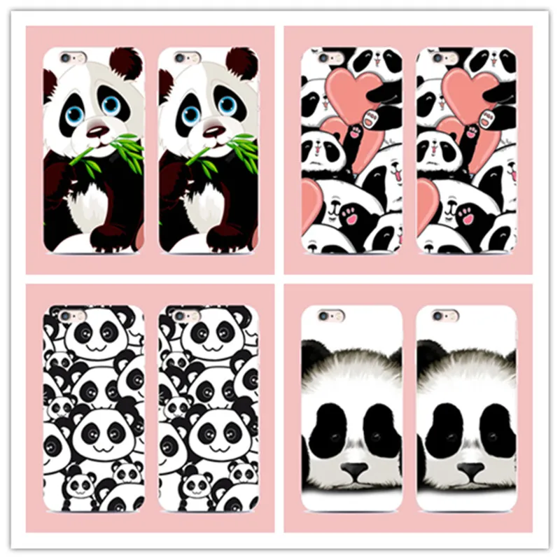 Lovely pandas family bamboo painted Case Cover For Iphone 5s 6 6s 7