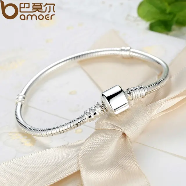 BAMOER pulsera de cadena de serpiente para mujer, brazalete de 100% Plata de Ley 925 auténtico, joyería de lujo, PAS902 de 17 20CM|chain bangle|bracelet luxurybracelets & bangles - BAMOER pulsera de cadena de serpiente para mujer, brazalete de 100% Plata de Ley 925 auténtico, joyería de lujo, PAS902 de 17 20CM|chain bangle|bracelet luxurybracelets & bangles -